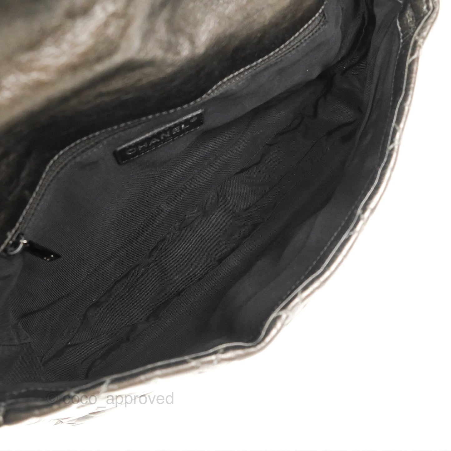 Chanel Medium Chain Me Flap Bag Metallic Dark Grey Calfskin Gun Metal