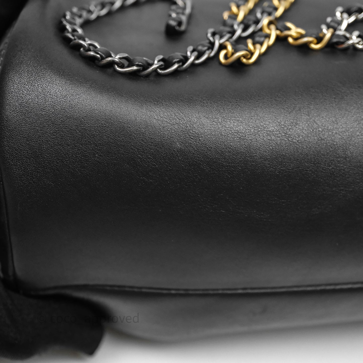 Chanel Logo Bowling Bag Black Calfskin Mixed Hardware