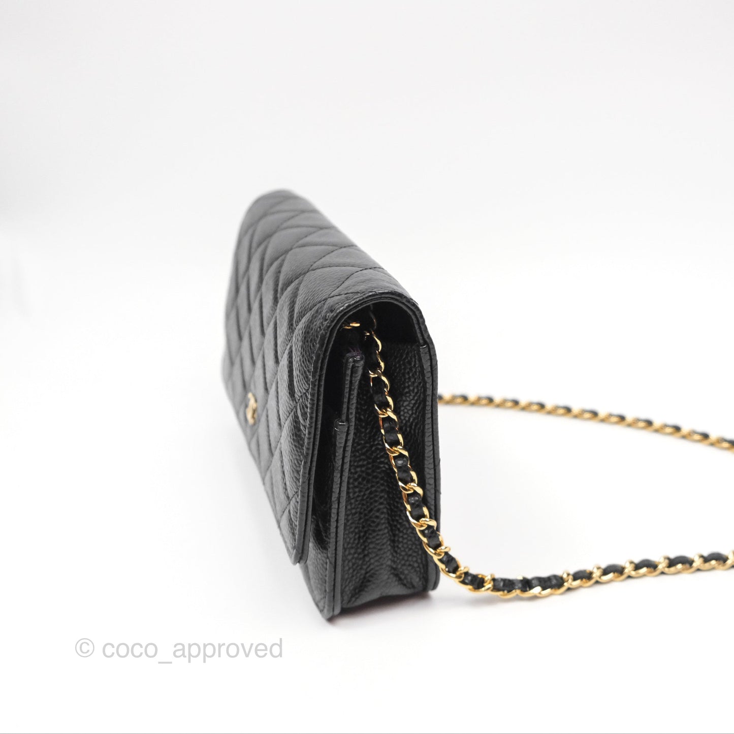 Chanel Quilted Classic Wallet On Chain WOC Black Caviar Gold Hardware