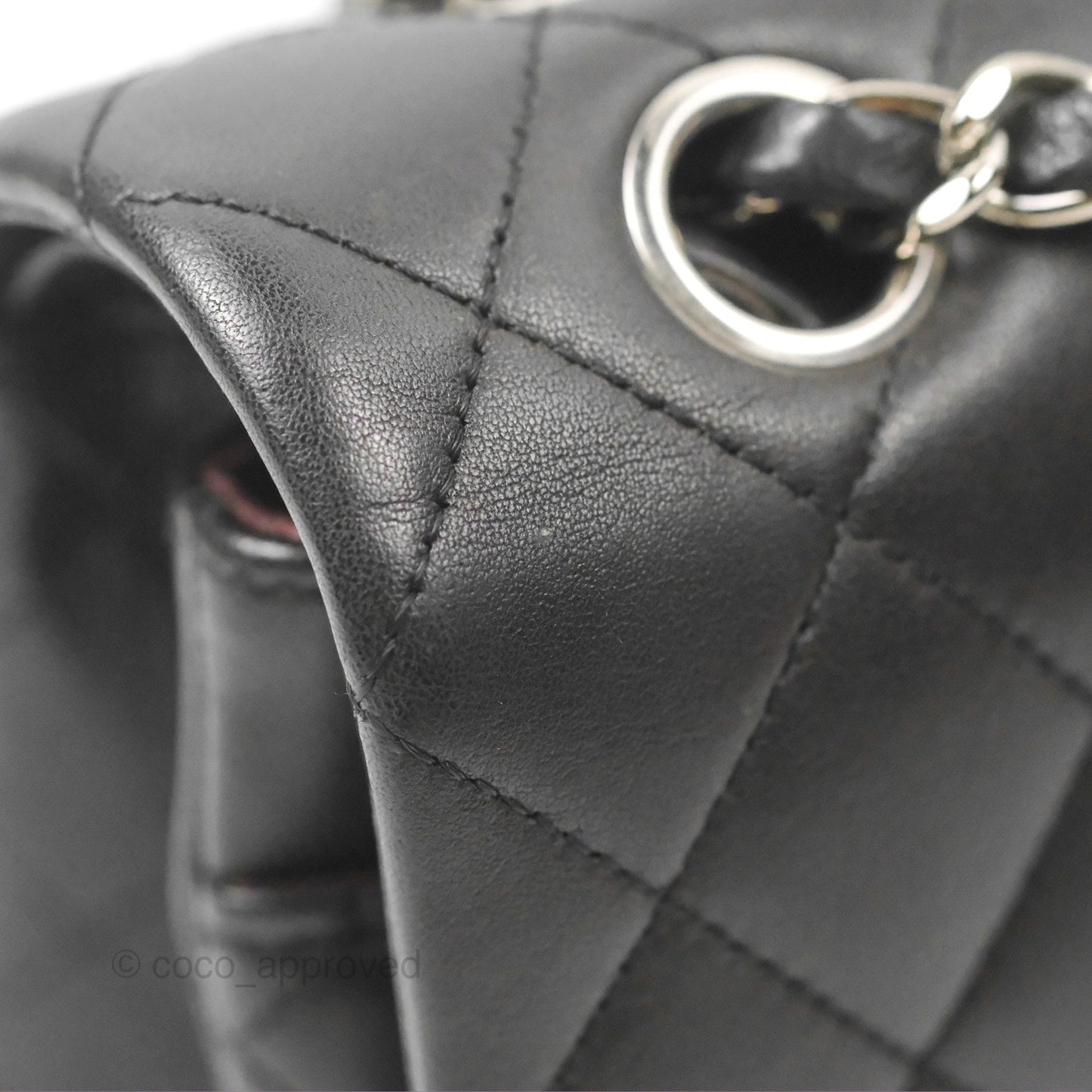 Chanel Classic M/L Medium Flap Quilted Black Lambskin Silver Hardware
