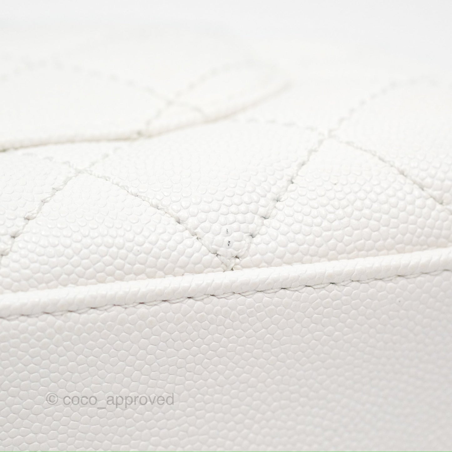 Chanel Extra Mini Quilted Coco Handle White Caviar Gold Hardware