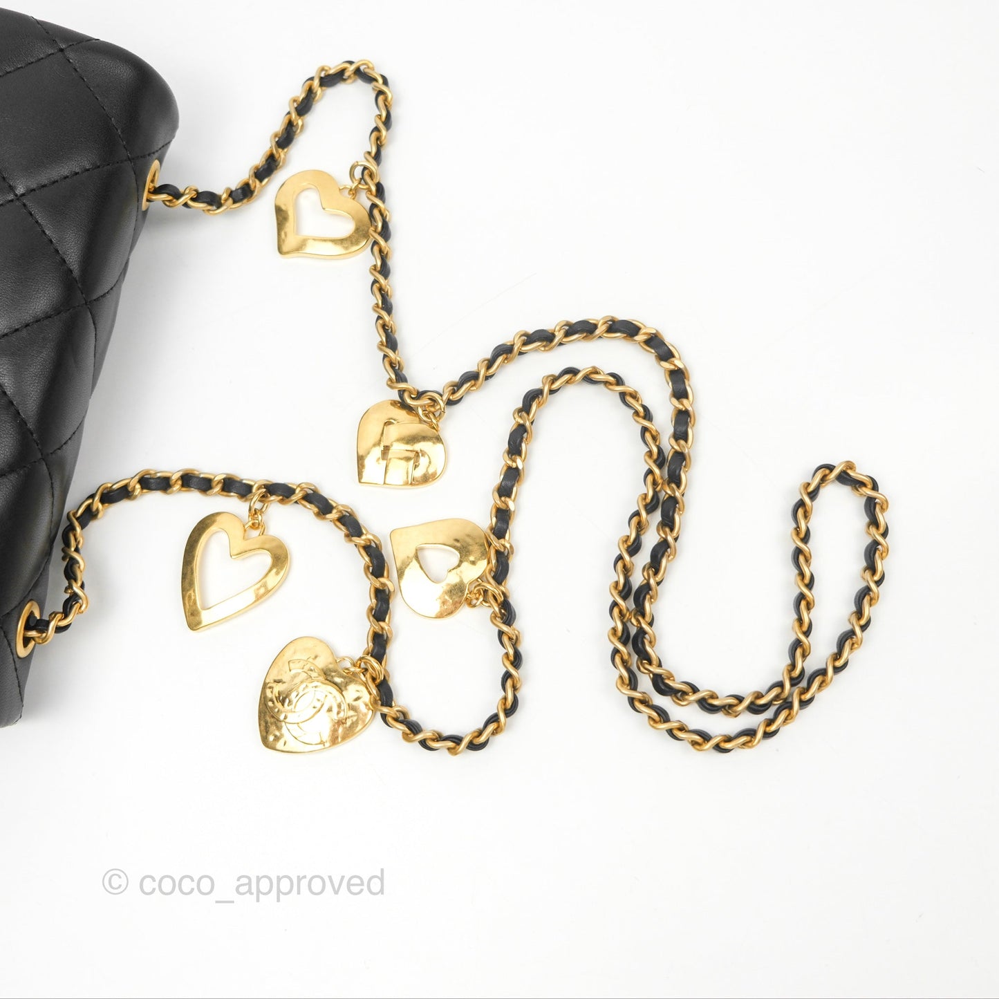 Chanel Mini Flap Bag With Heart CC Charm Black Lambskin Aged Gold Hardware
