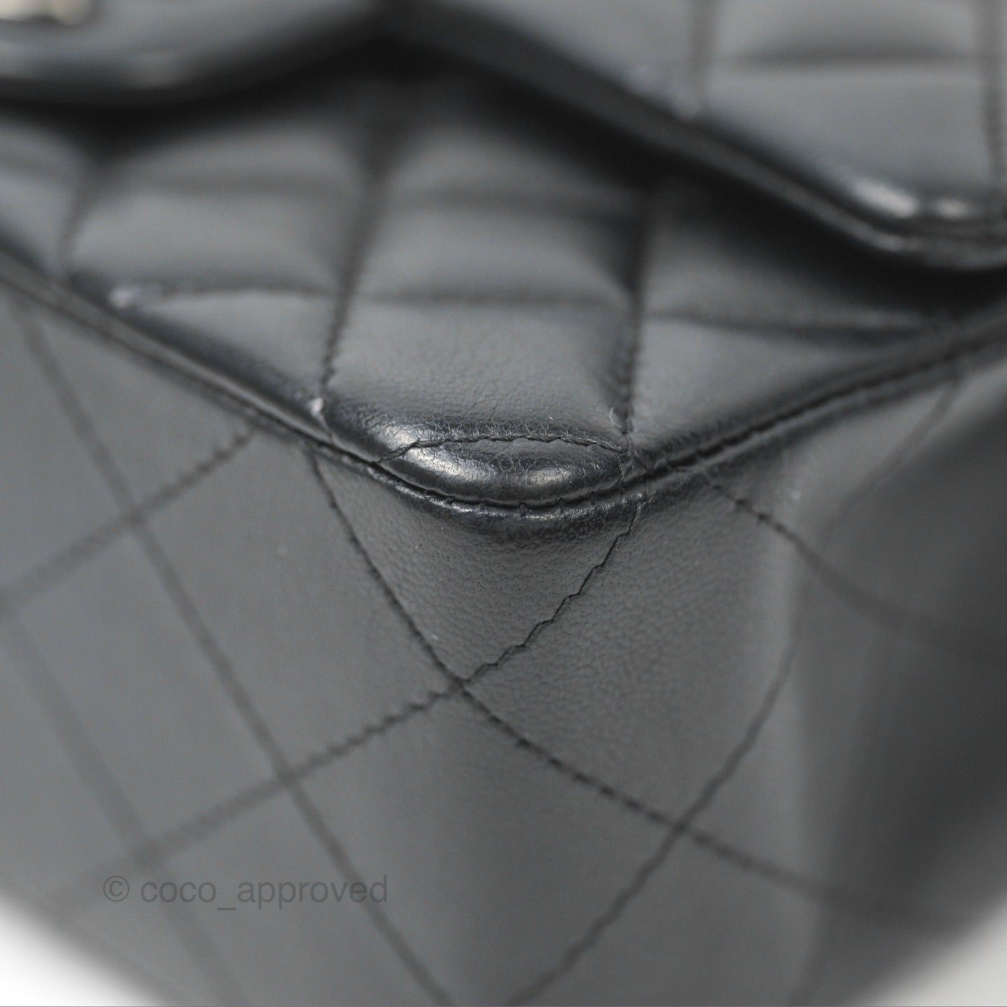 Chanel Quilted Mini Rectangular Flap Black Lambskin Silver Hardware
