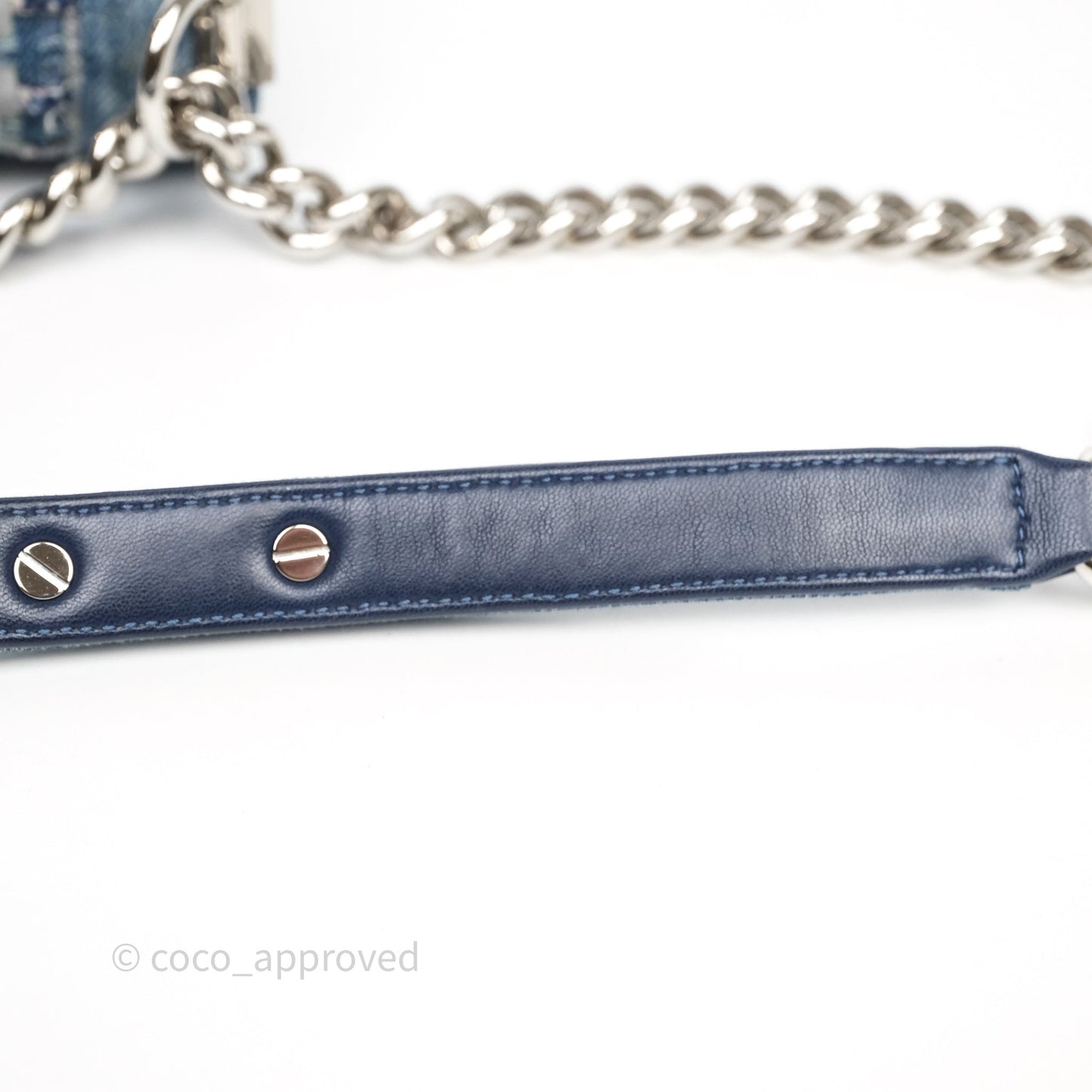Chanel Medium Boy Blue Denim Tweed Silver Hardware
