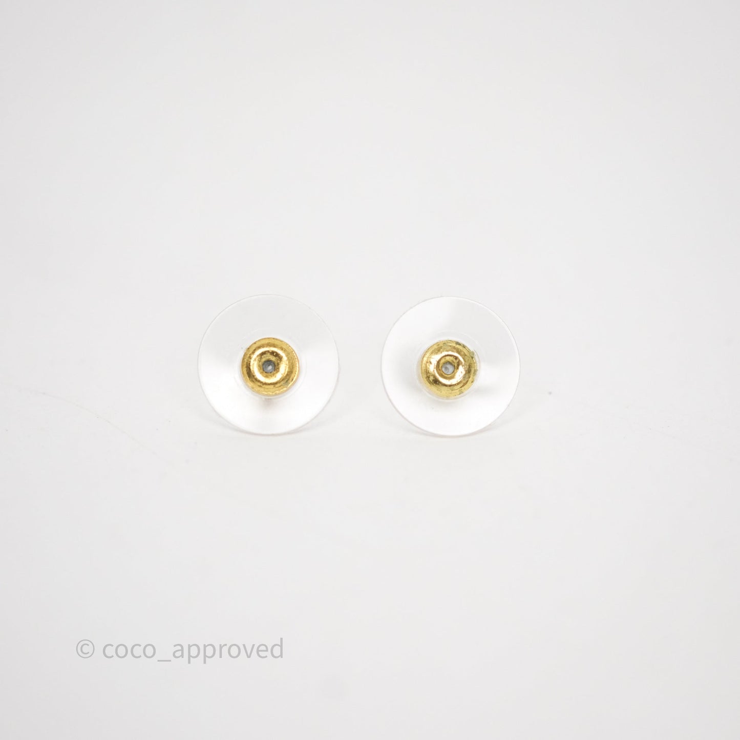 Chanel Oval Blue Resin Heart CC Drop Earrings Gold Tone 23C