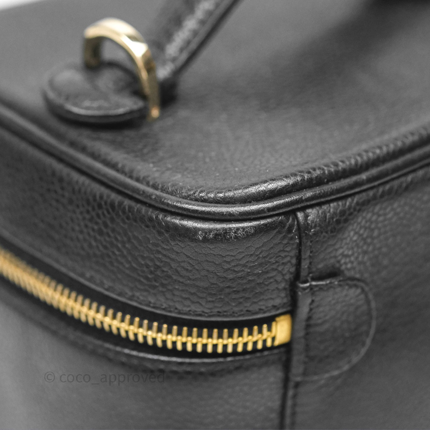 Chanel Vintage Vanity Case Black Caviar Gold Hardware