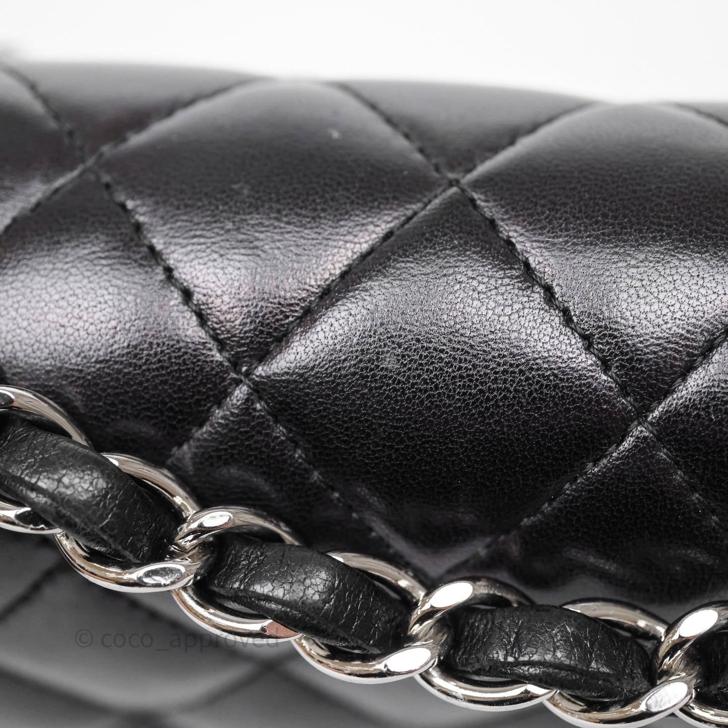 Chanel Small Classic Flap Quilted Black Lambskin Silver Hardware