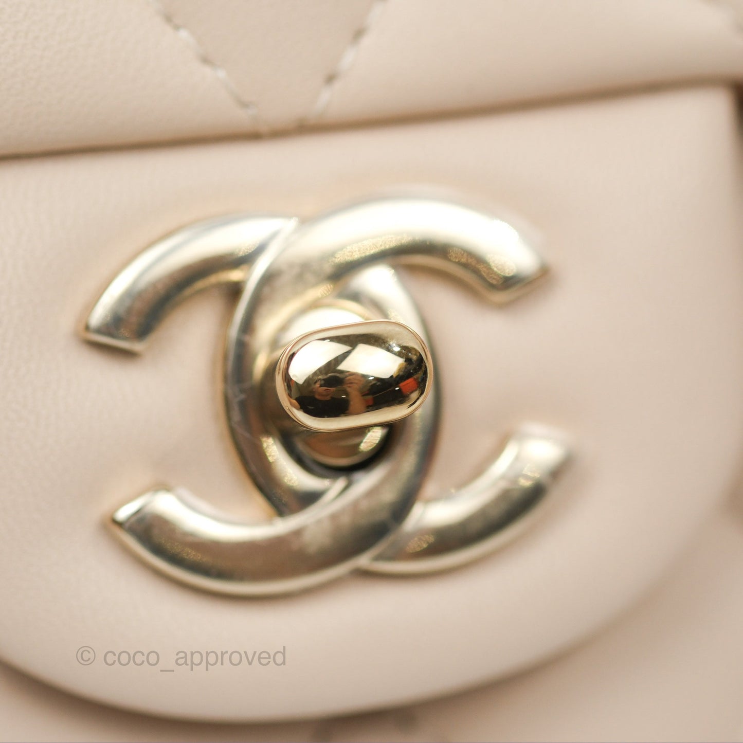 Chanel Top Handle Mini Rectangular Flap Bag Ecru/Beige Lambskin Gold Hardware 23P