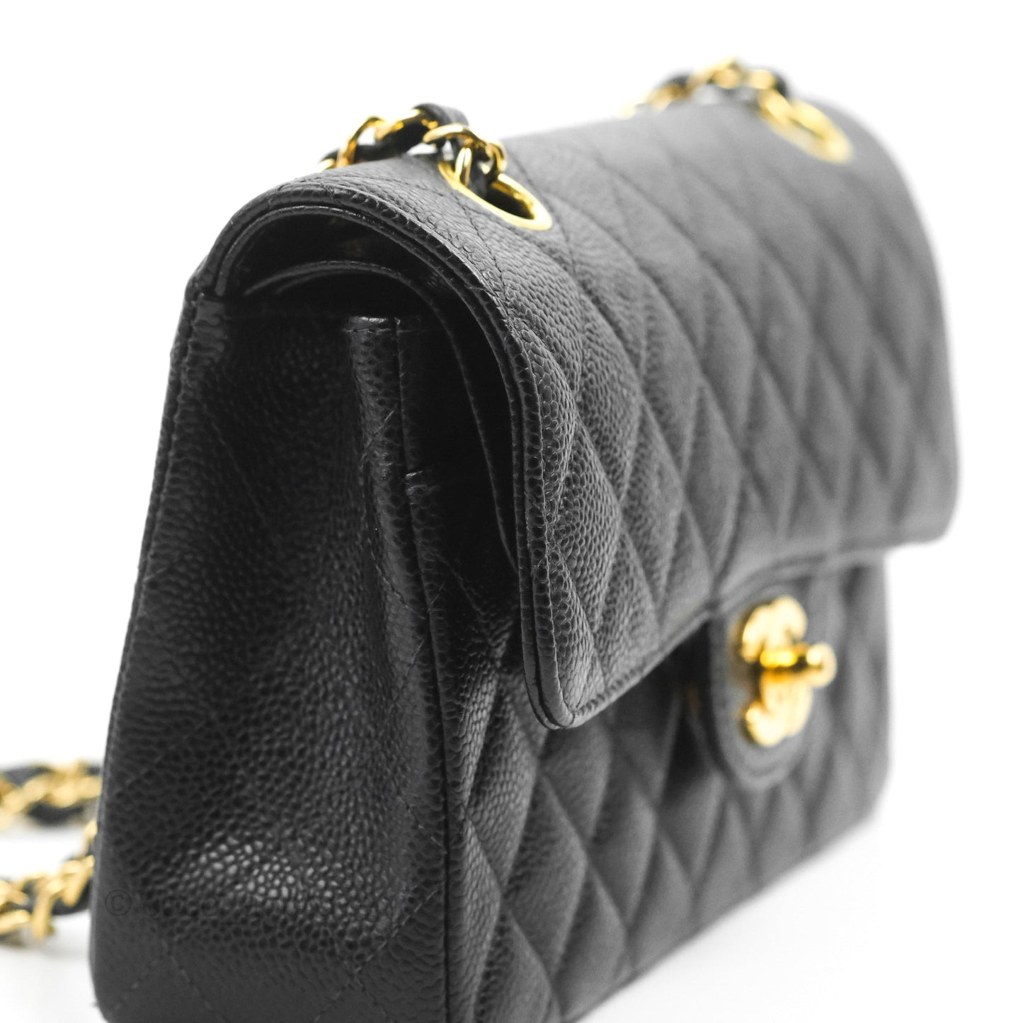 Chanel Vintage Classic Small S/M Flap Black Caviar 24K Gold Hardware