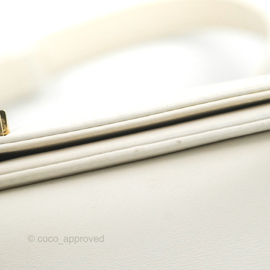 Chanel Medium Boy Bag White Calfskin Gold Hardware