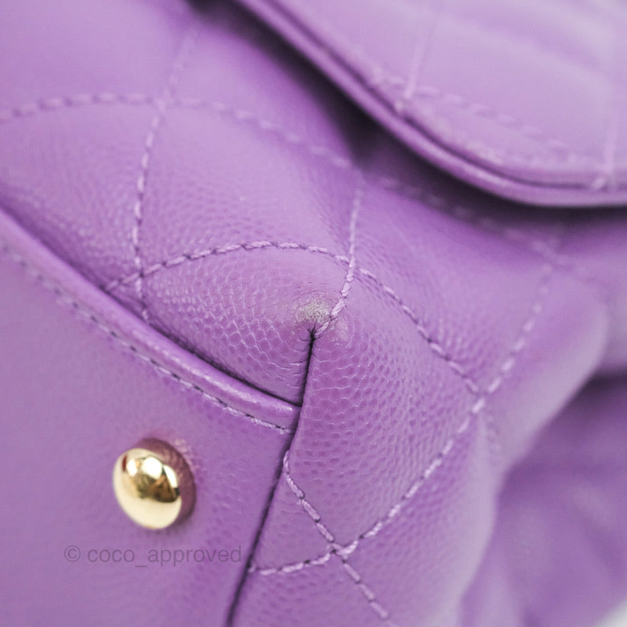 Chanel Mini Coco Handle Quilted Purple Caviar Gold Hardware
