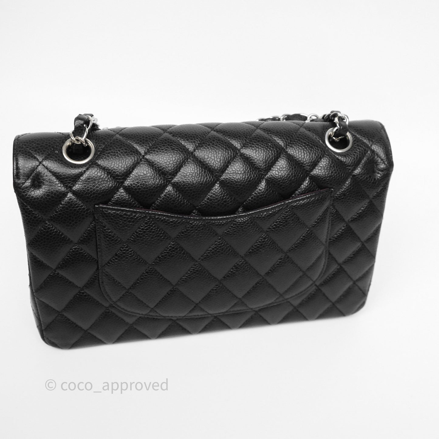 Chanel Classic M/L Medium Flap Quilted Black Caviar Silver Hardware