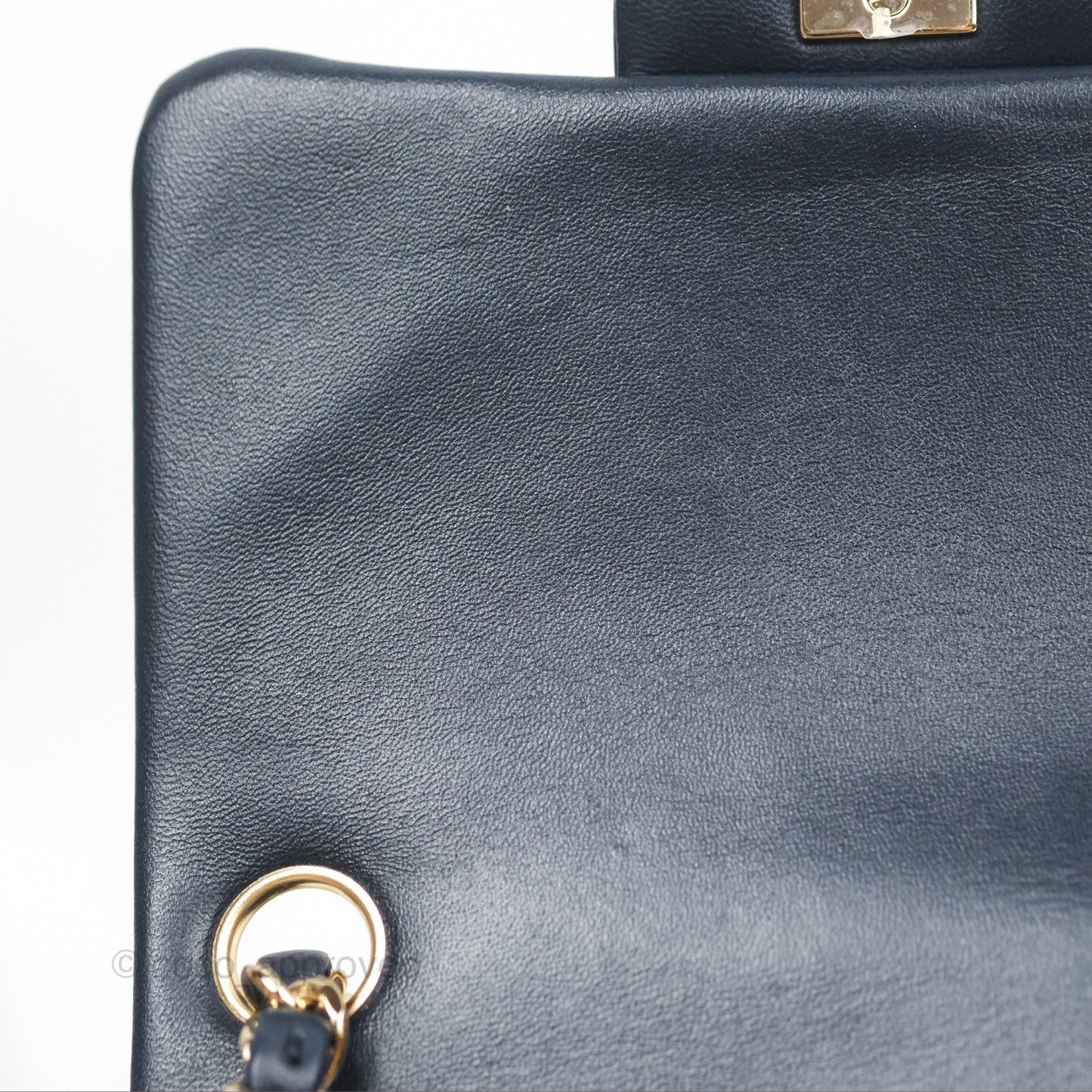 Chanel Mini Square Quilted Navy Lambskin Gold Hardware