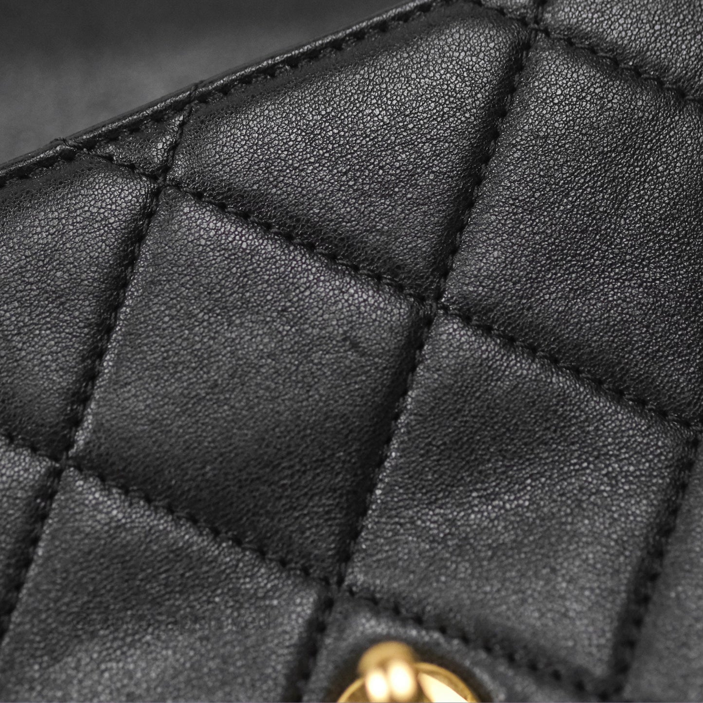 Chanel Mini Top Handle Flap Black Lambskin Aged Gold Hardware 23C