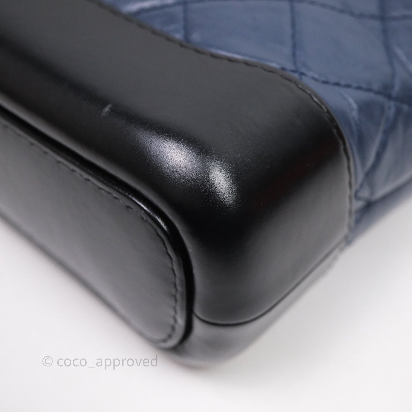 Chanel Quilted Small Gabrielle Hobo Navy Black Aged Calfskin Mixed Hardware
