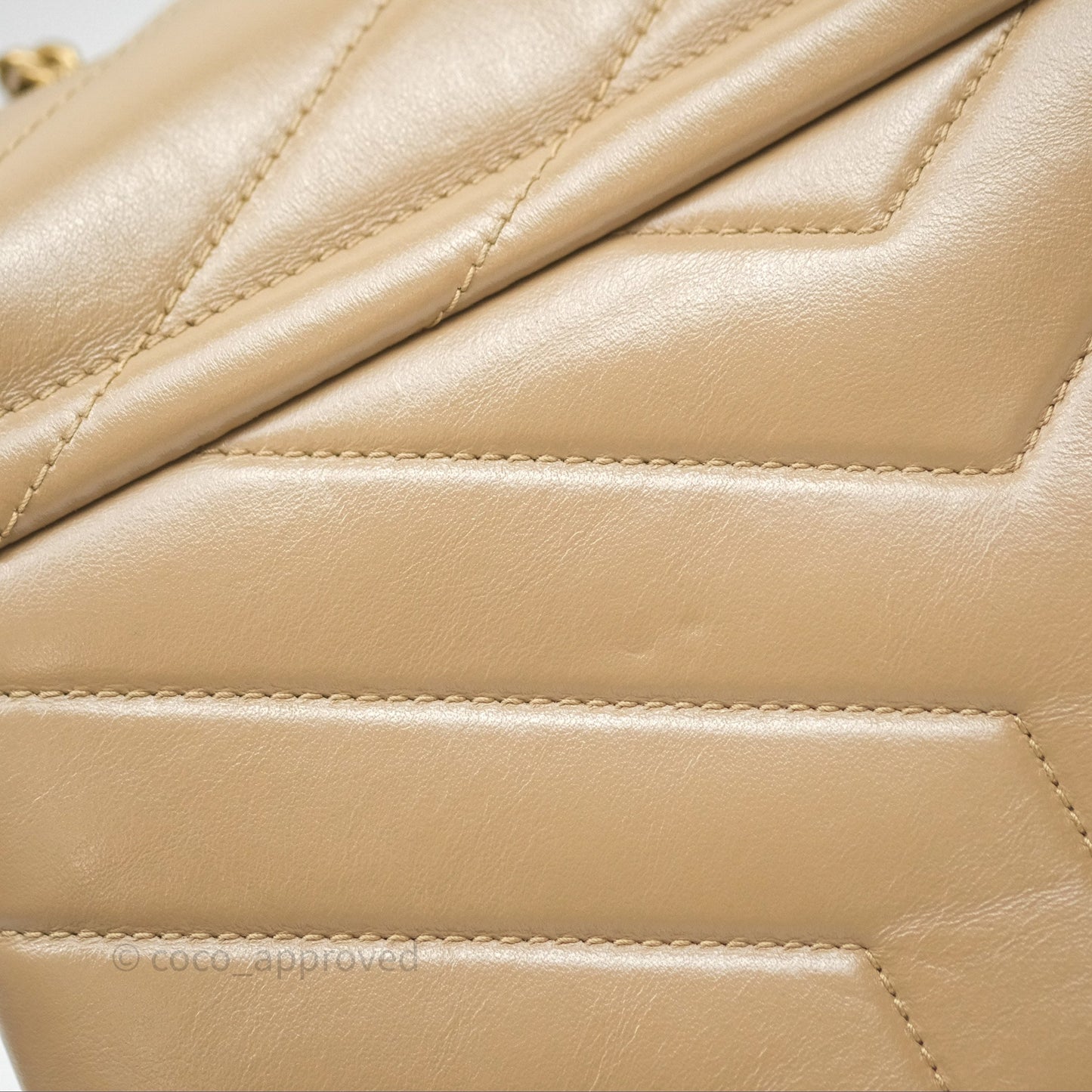 Saint Laurent Loulou Small Flap Bag Beige Gold Hardware