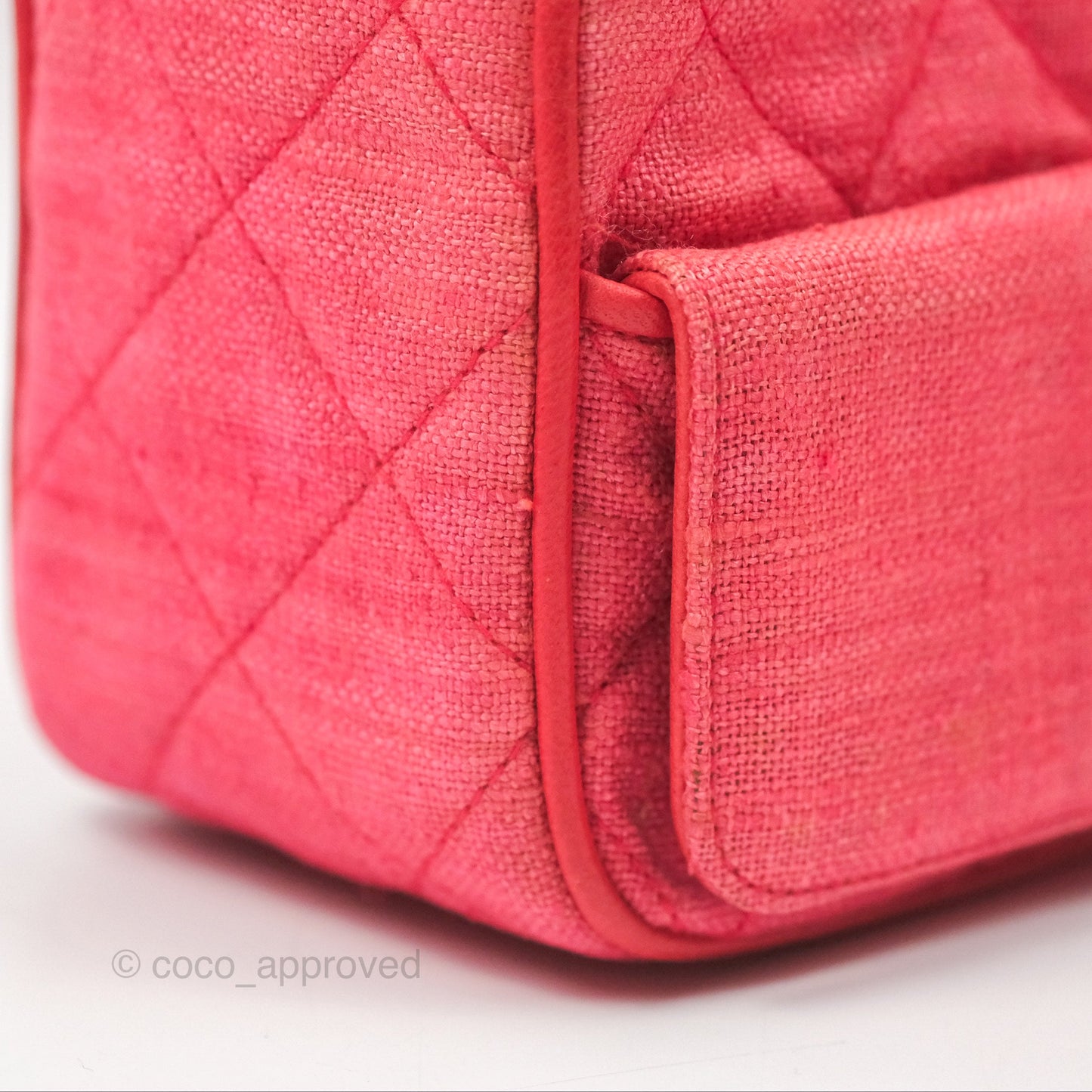 Chanel Vintage Small Tassel Camera Bag Dark Pink Canvas Gold Hardware