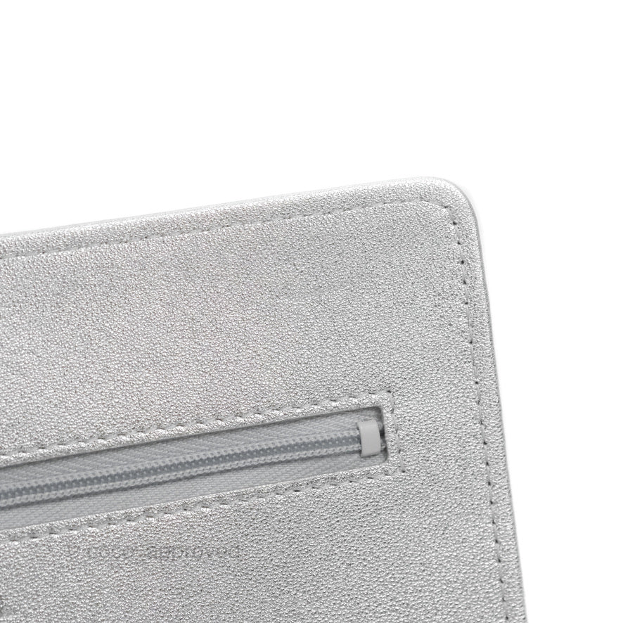 Chanel Quilted Wallet on Chain WOC Silver Lambskin Silver Hardware