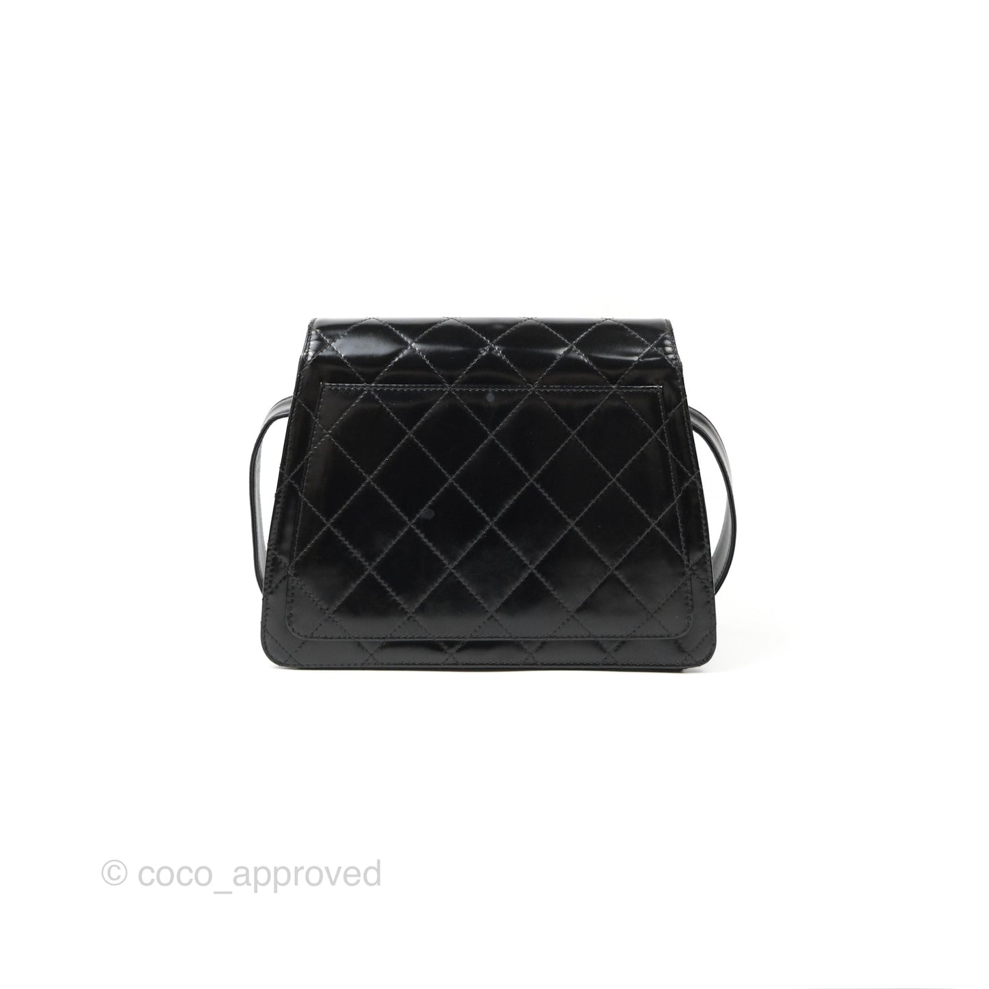 Chanel Vintage Flap Shoulder Bag Black Patent 24K Gold Hardware