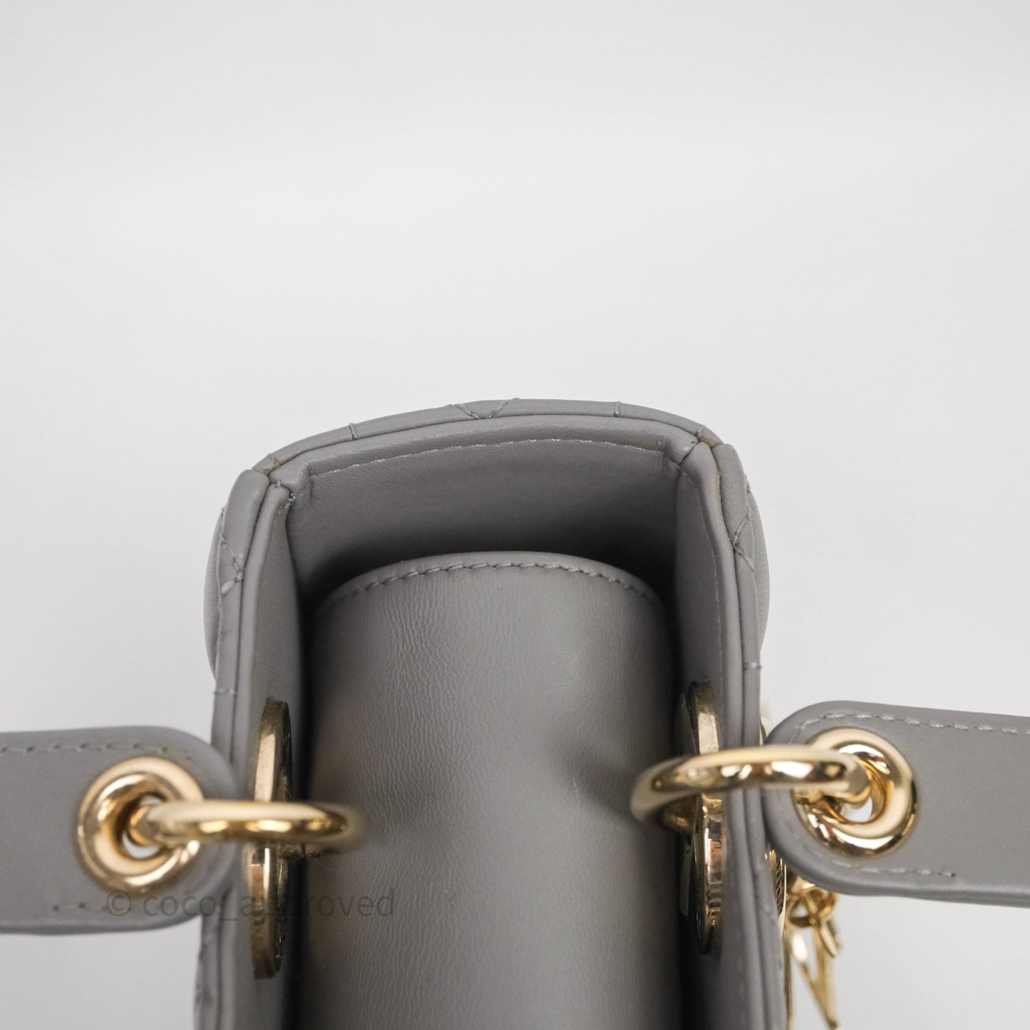Christian Dior Small Lady Dior Grey Lambskin Gold Hardware