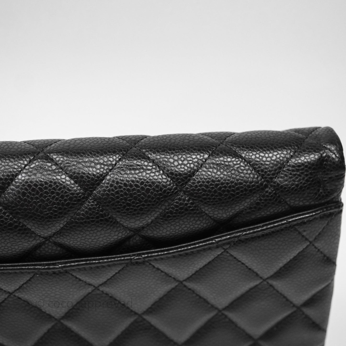 Chanel Quilted Clutch with Chain Black Caviar Silver Hardware