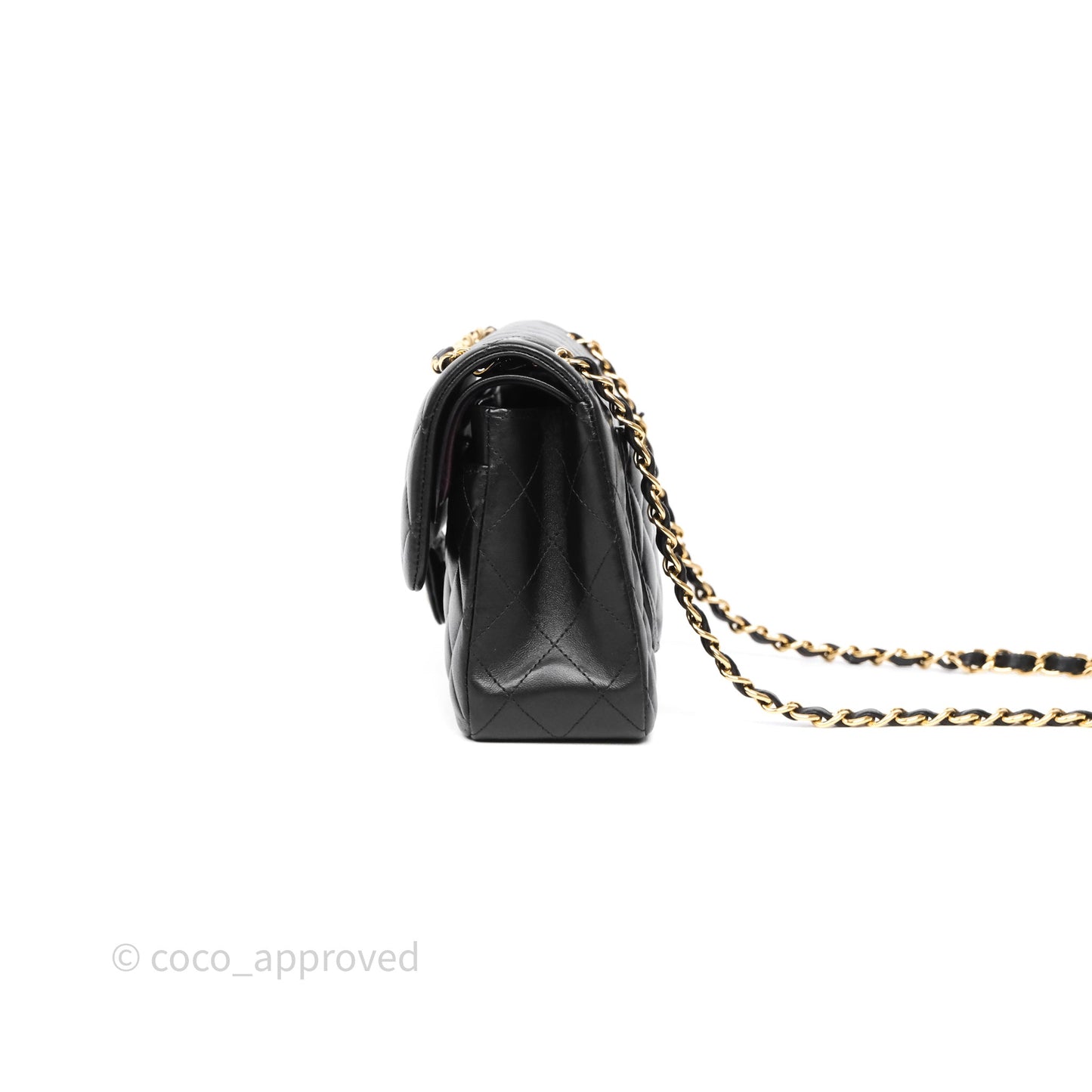Chanel Small Classic Flap Quilted Black Lambskin Gold Hardware