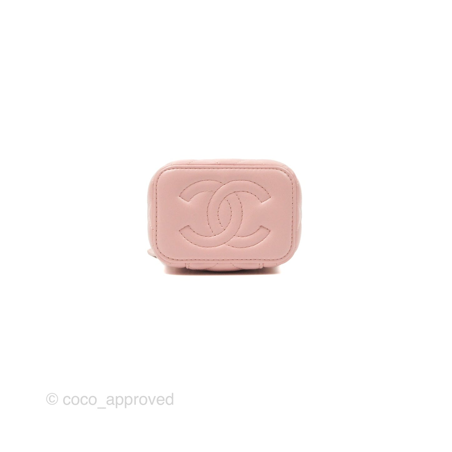 Chanel Mini Vanity With Chain Adjustable Camellia Light Pink Lambskin Aged Gold Hardware