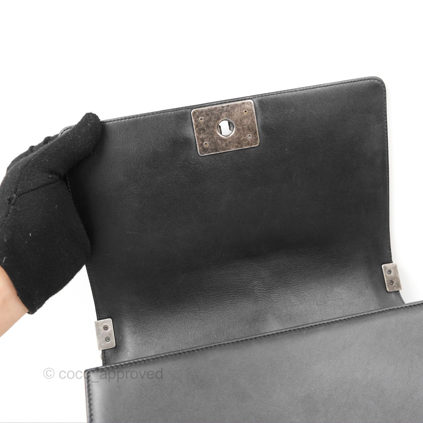 Chanel Quilted Medium Boy Black Calfskin Ruthenium Hardware