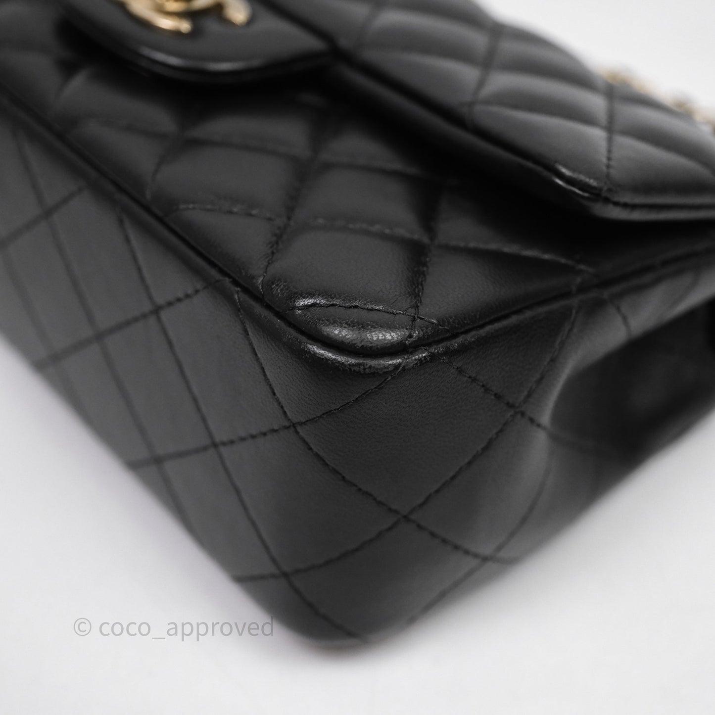 Chanel Mini Rectangular Flap Quilted Black Lambskin Gold Hardware