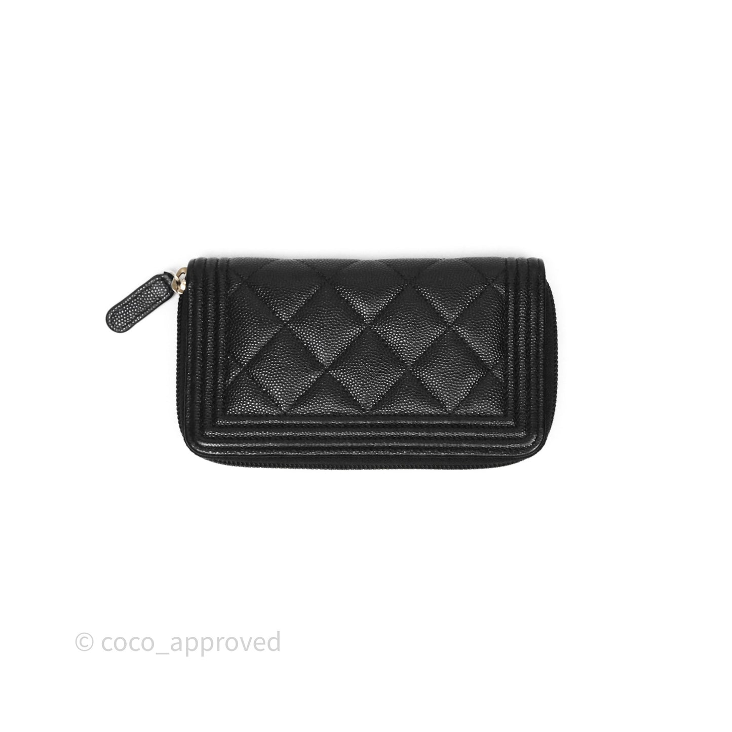 Chanel Boy Zip Wallet Black Caviar Gold Hardware