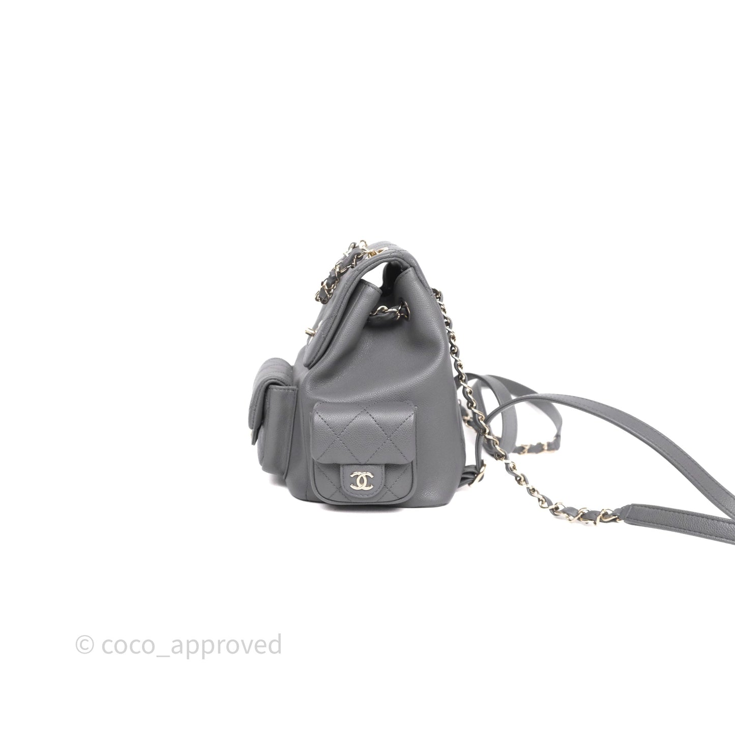 Chanel Small Duma Backpack Dark Grey Caviar Gold Hardware 23K