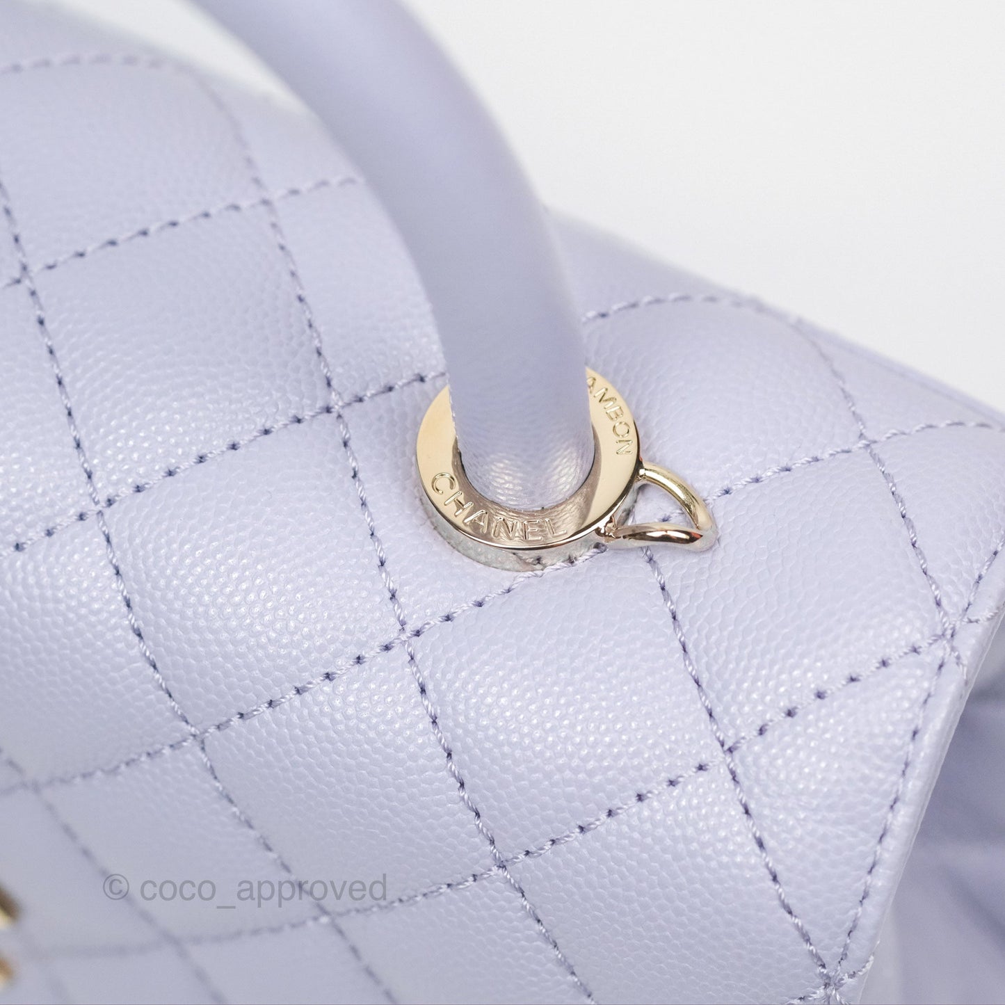 Chanel Small Coco Handle Quilted Lilac Caviar Gold Hardware