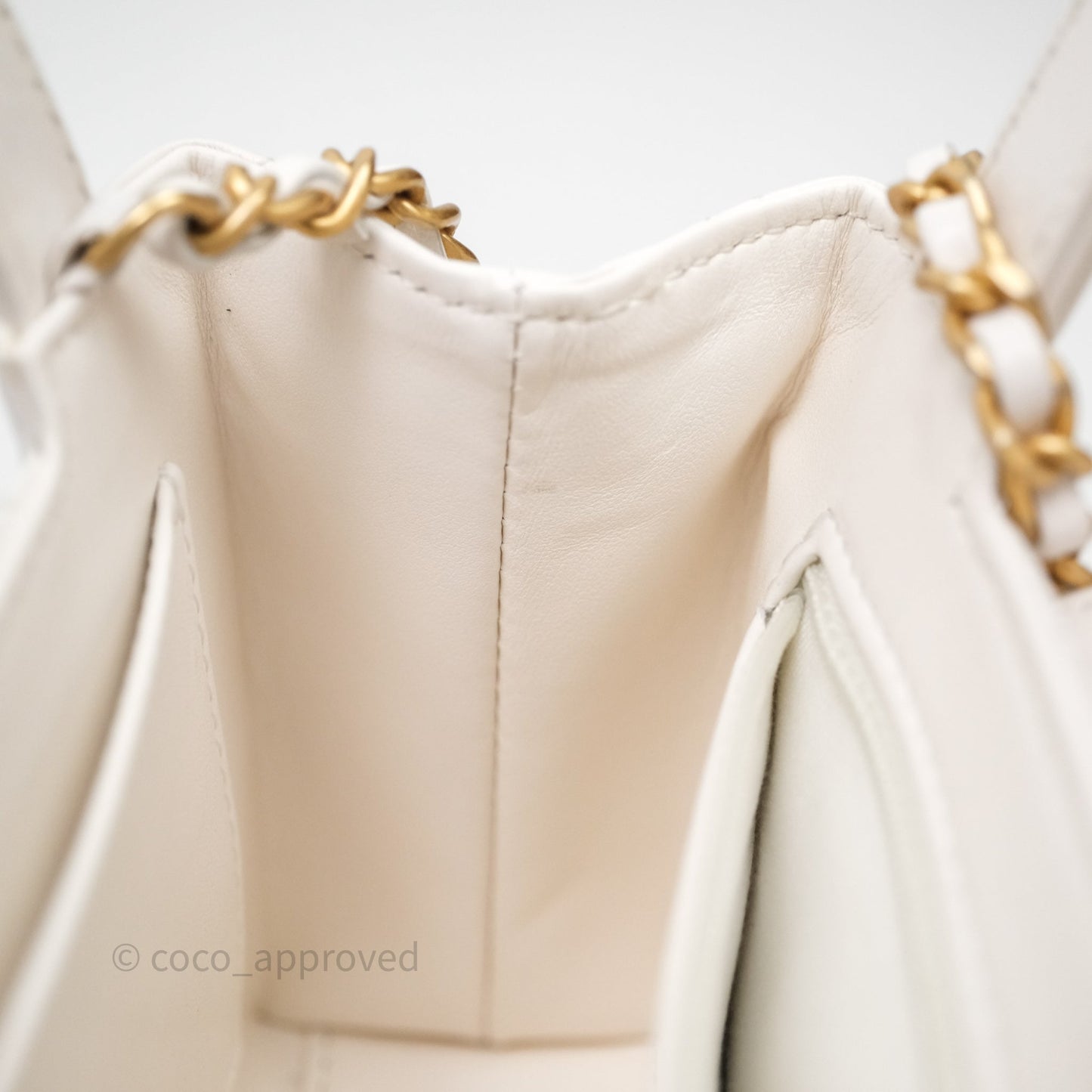 Chanel Kelly Bag Quilted White Lambskin Aged Gold Hardware