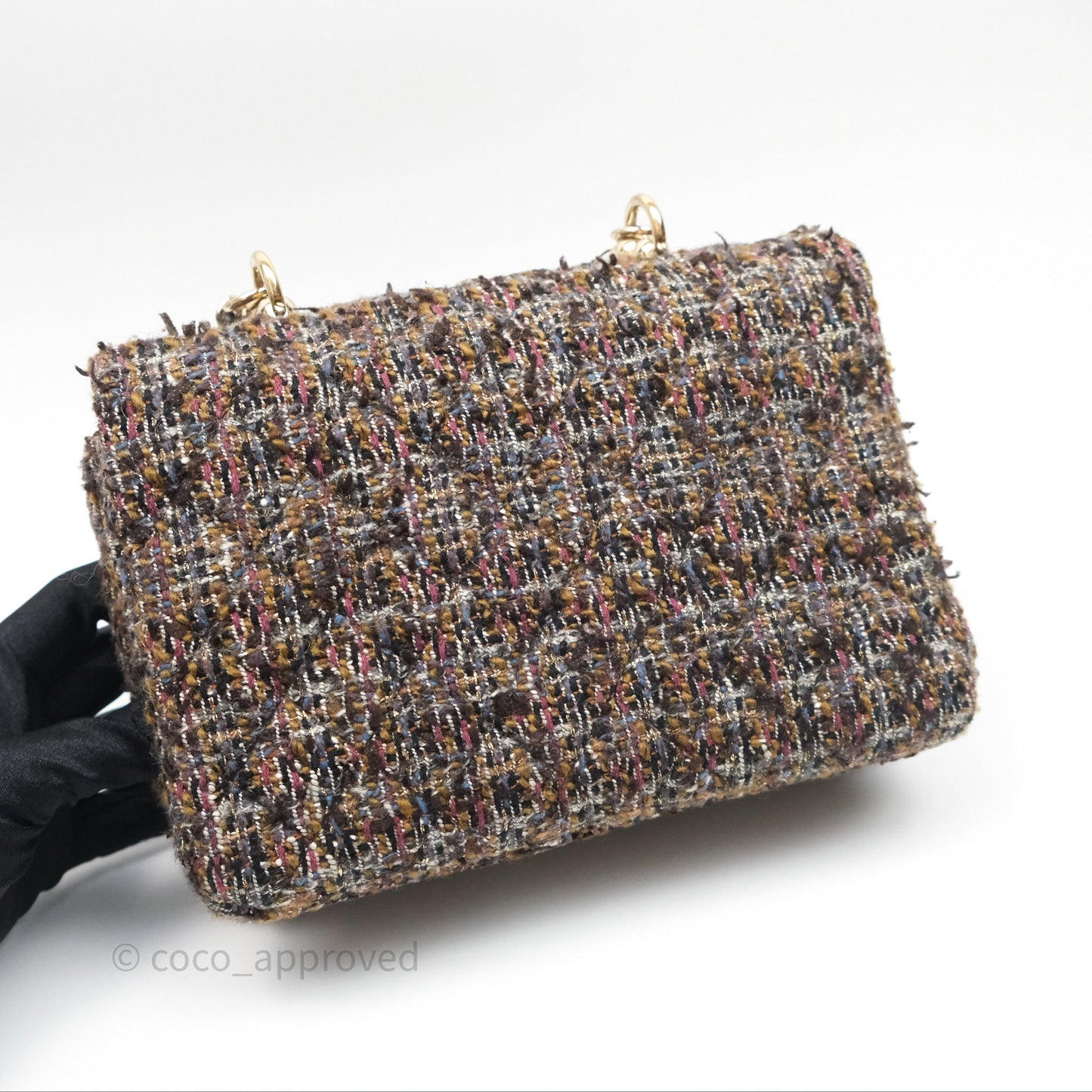Chanel Top Handle Flap Bag Tweed Gold Hardware