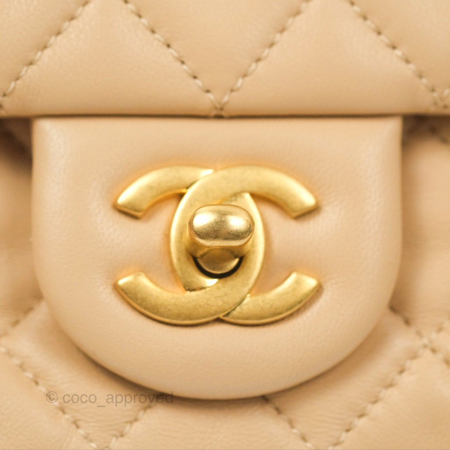 Chanel Mini Rectangular Pearl Crush Beige Lambskin Aged Gold Hardware