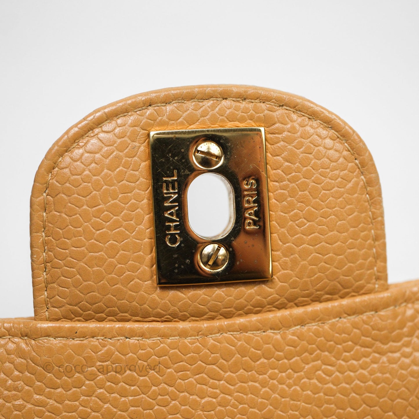 Chanel Vintage Small Classic Flap Beige Claire Caviar 24K Gold Hardware