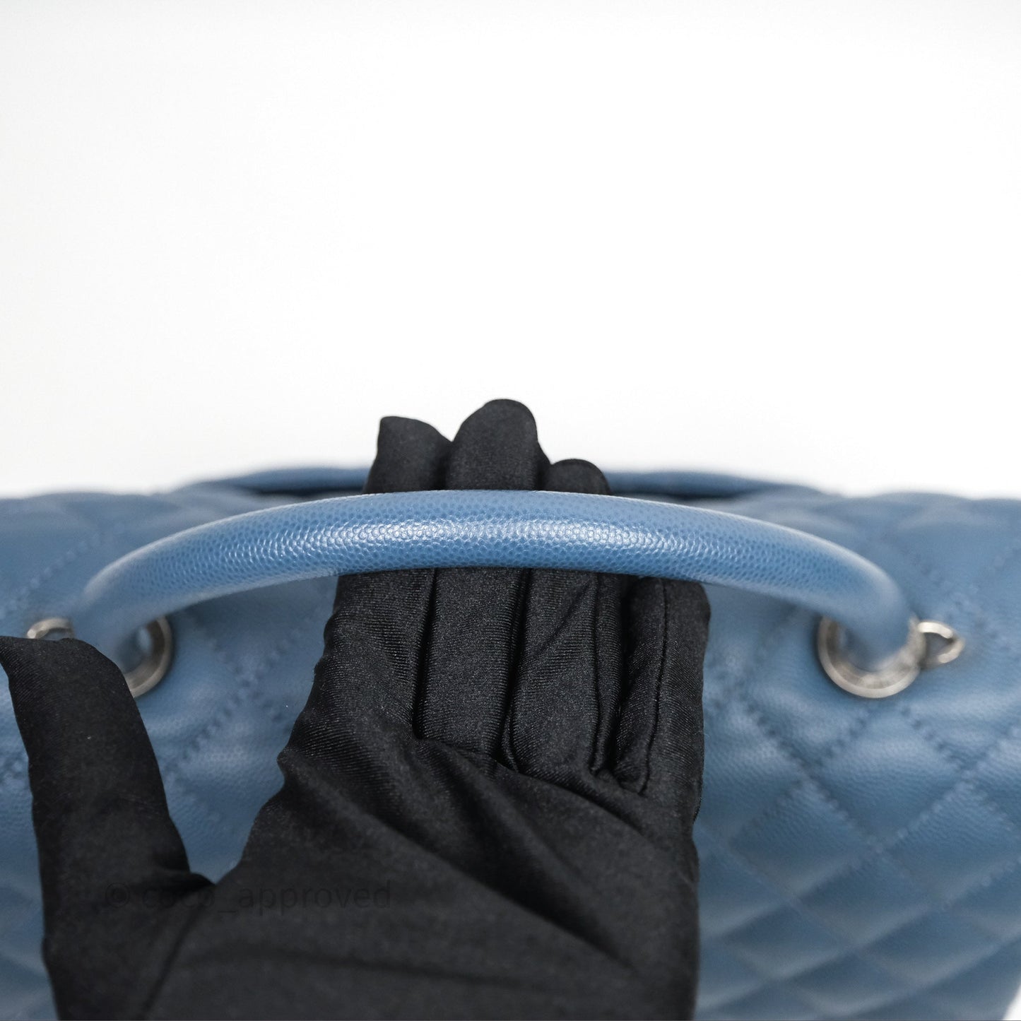 Chanel Medium Coco Handle Quilted Aged Caviar Dark Blue Ruthenium Hardware
