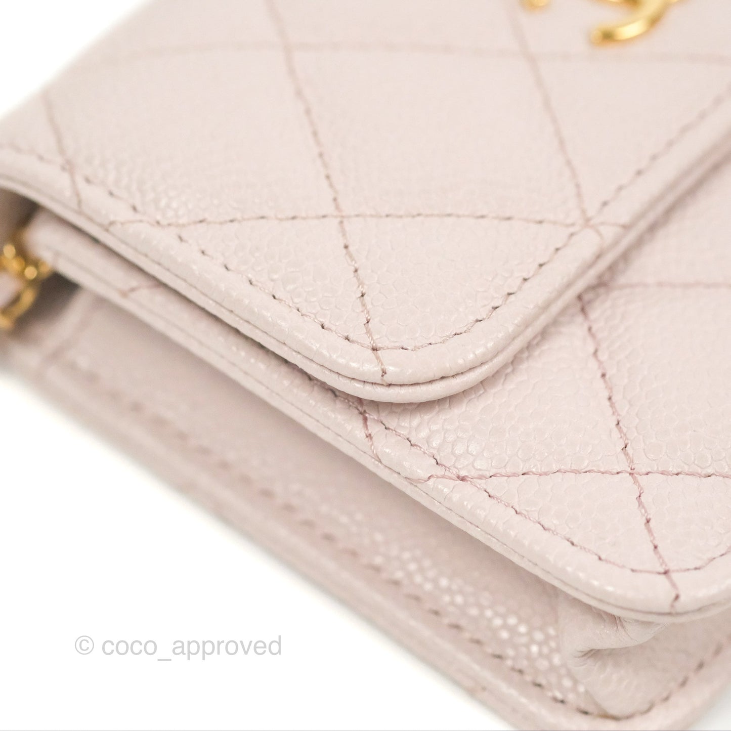 Chanel Miss Coco Clutch With Chain Quilted Lilac Pink Caviar Gold Hardware