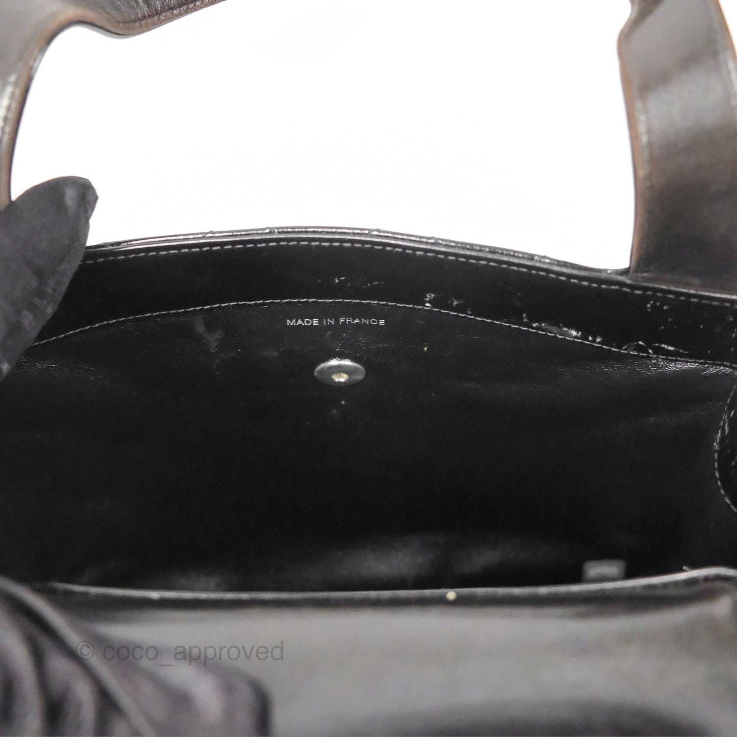 Chanel Vintage Tote Quilted Black Patent Silver Hardware
