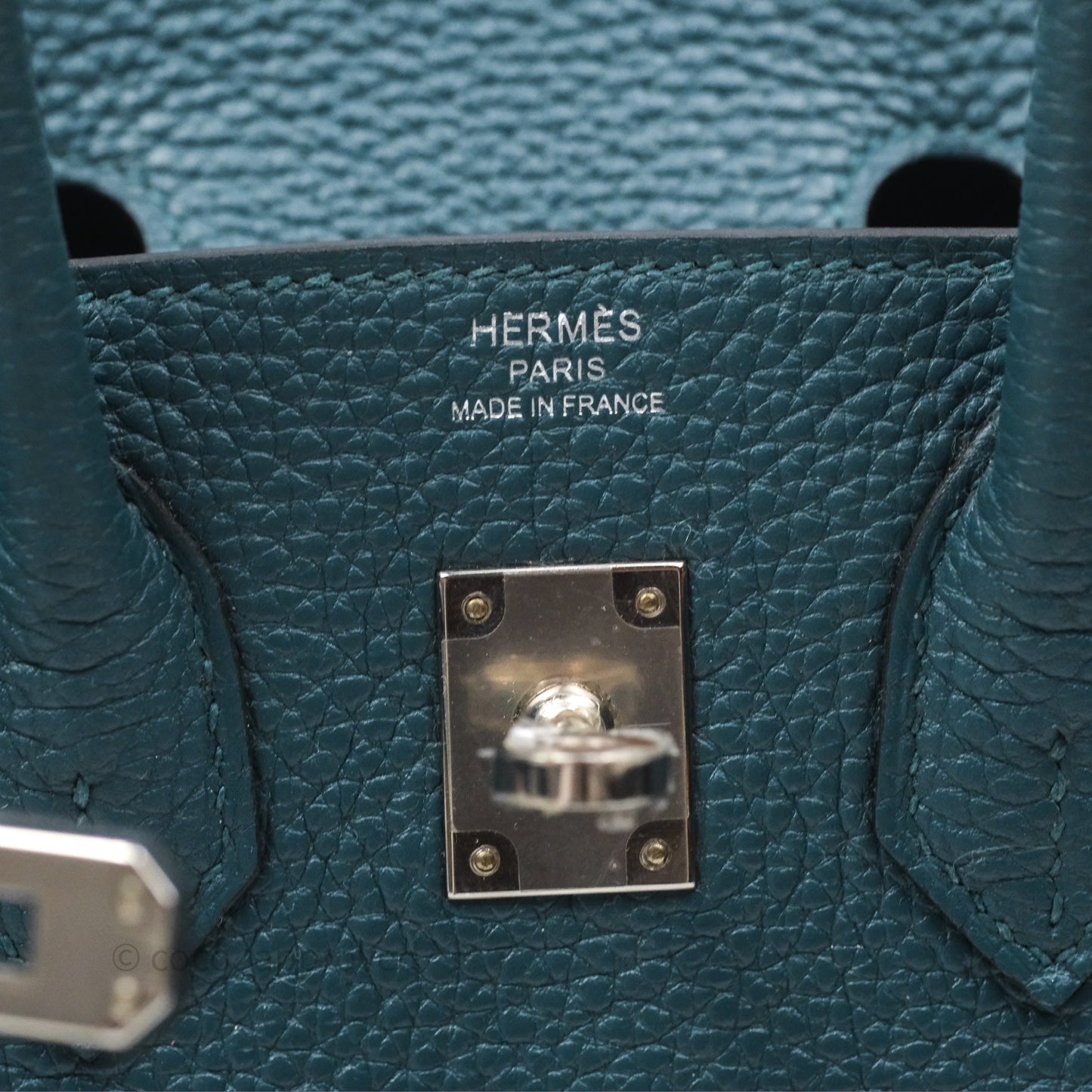 Hermès Birkin 25 Retourne Vert Bosphore W0 / Bleu Océan Z7 Togo Palladium Hardware