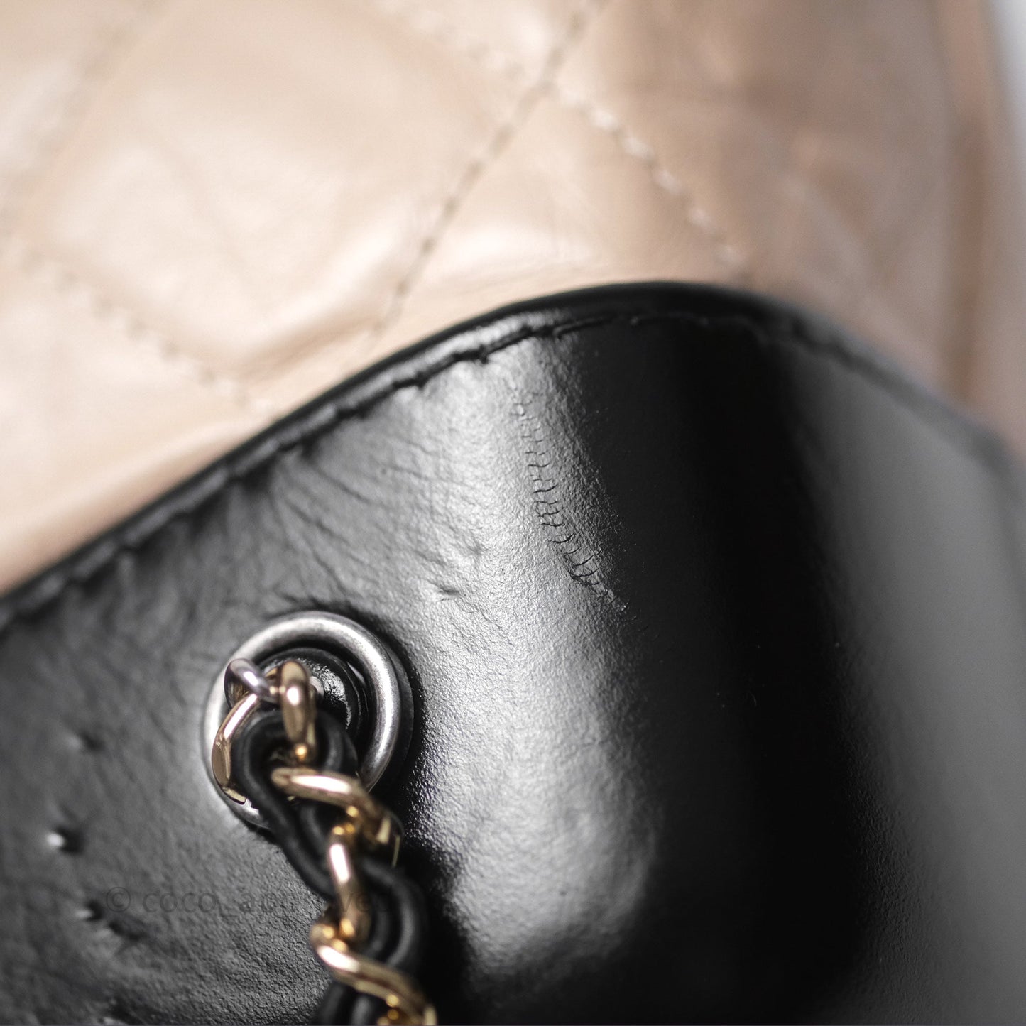 Chanel Small Gabrielle Backpack Beige Black Aged Calfskin