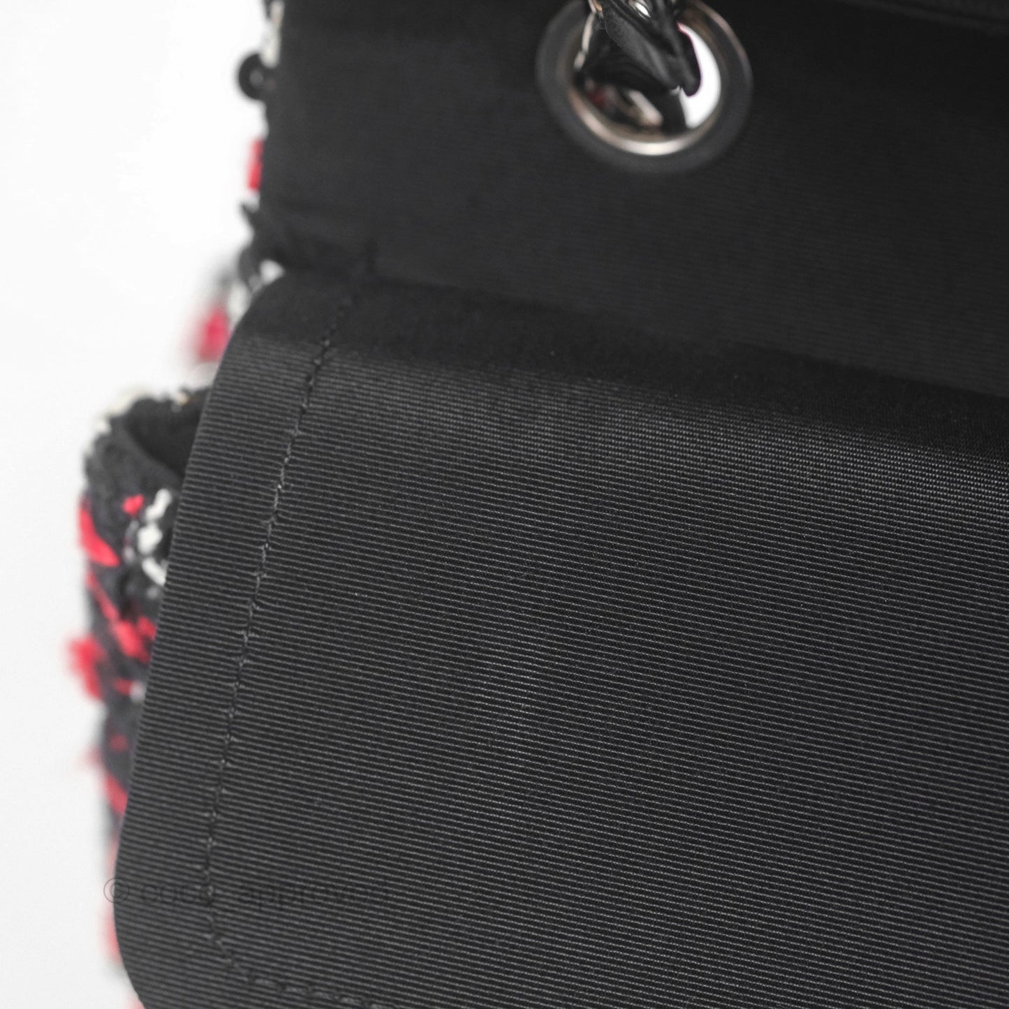Chanel Shoulder Flap Bag Red/ Black/ White Tweed Sequins Silver Hardware
