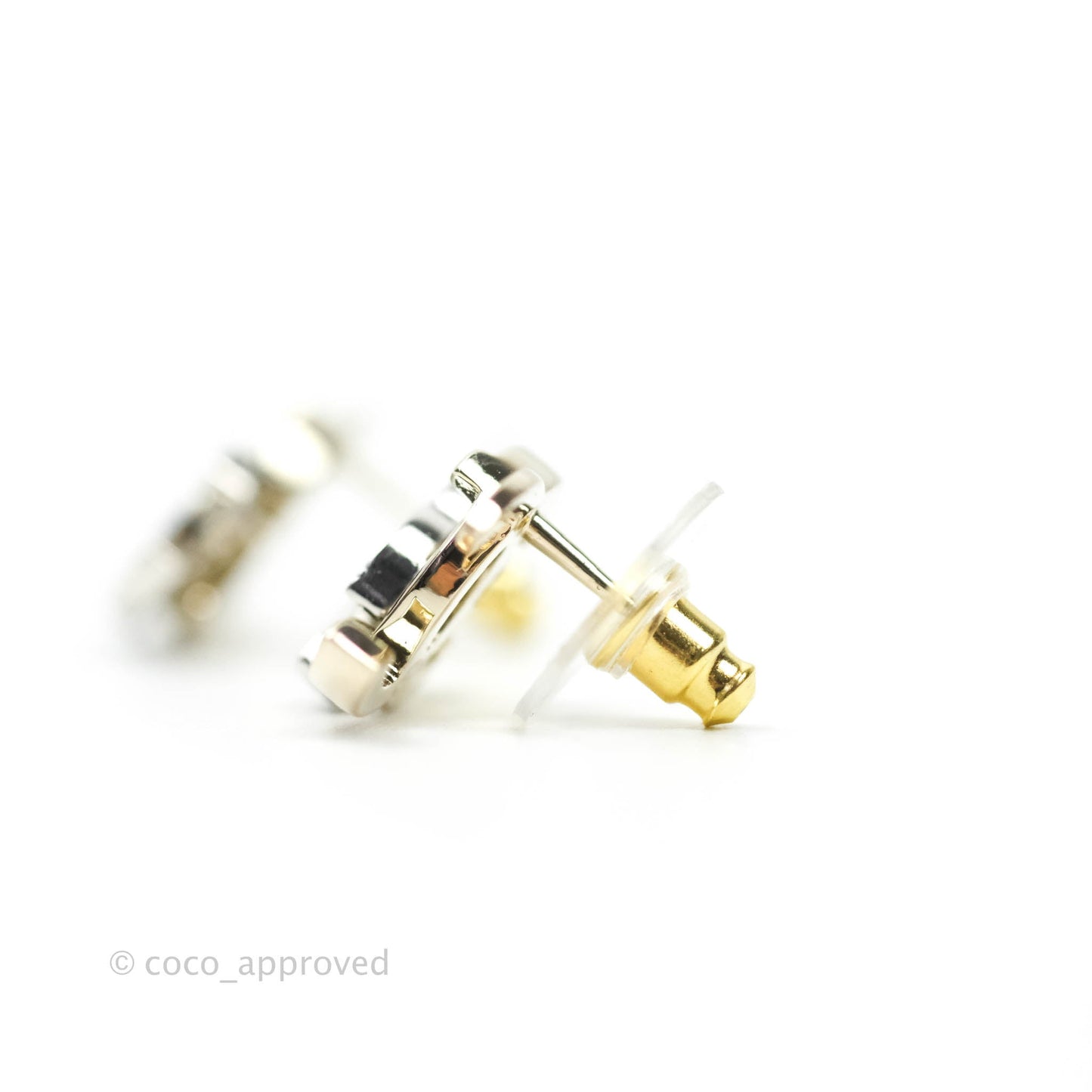 Chanel Double Crystal CC Earrings Silver & Gold Tone 21A