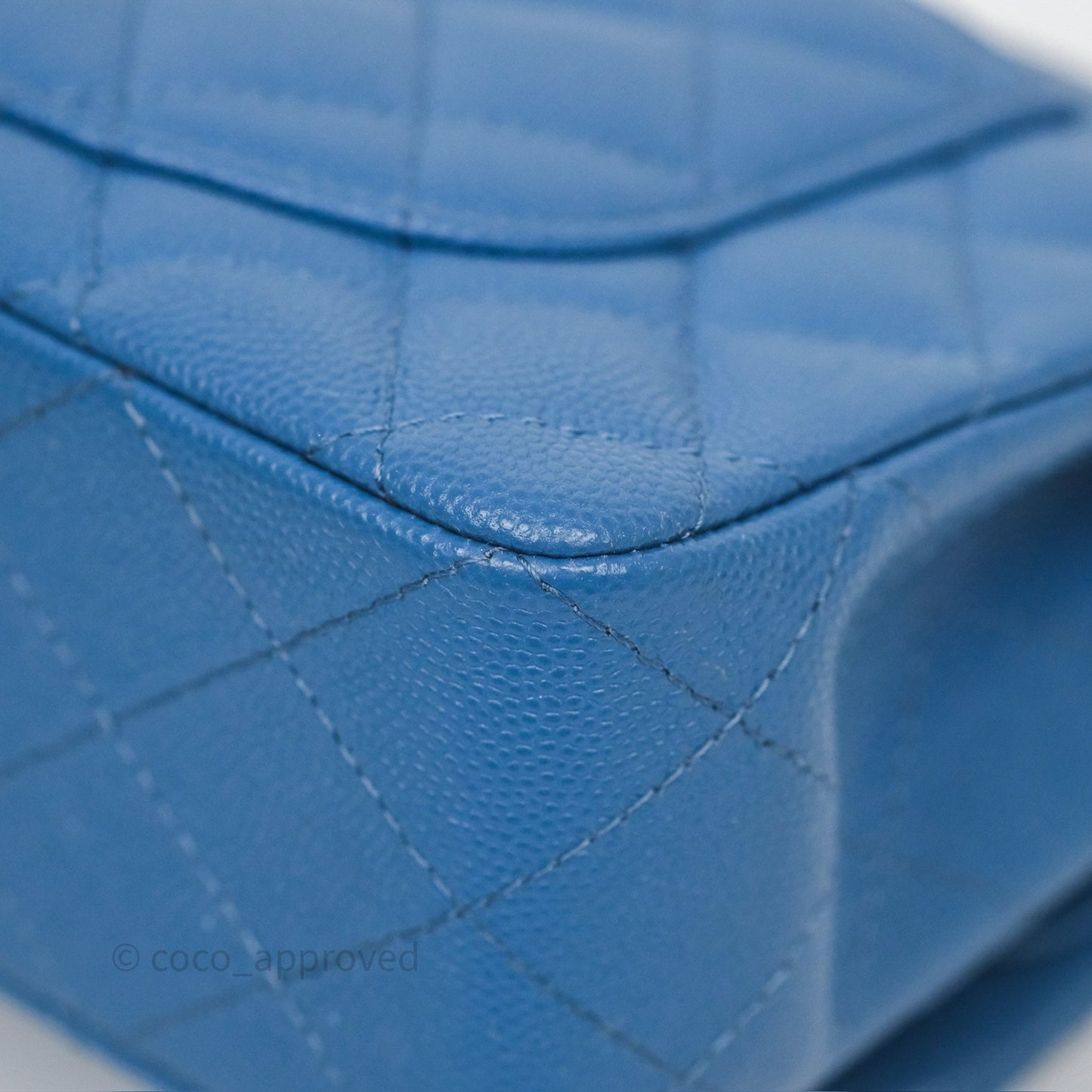 Chanel Small Classic Quilted Flap Blue Caviar Gold Hardware