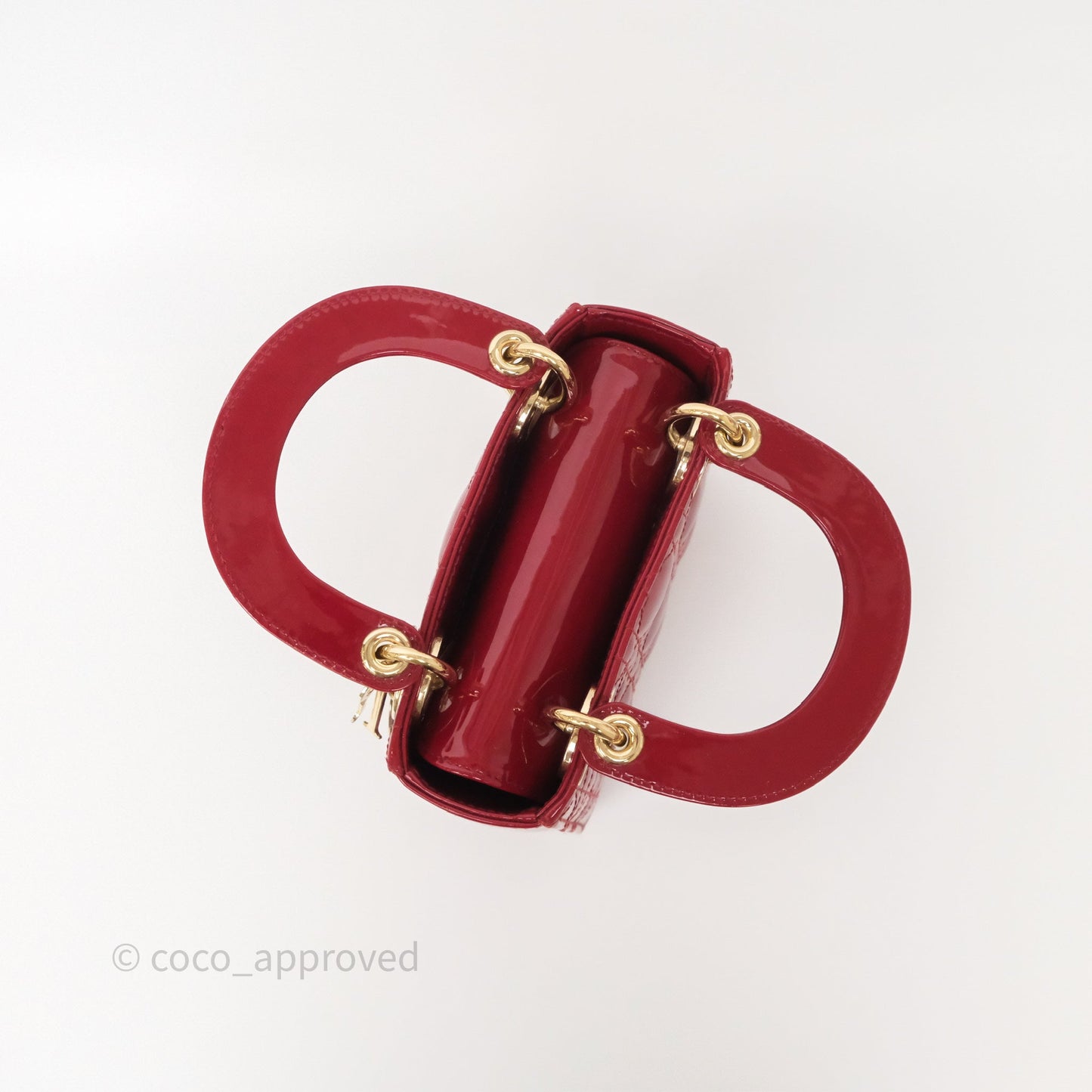 Christian Dior Mini Lady Dior Red Patent Cannage Gold Hardware