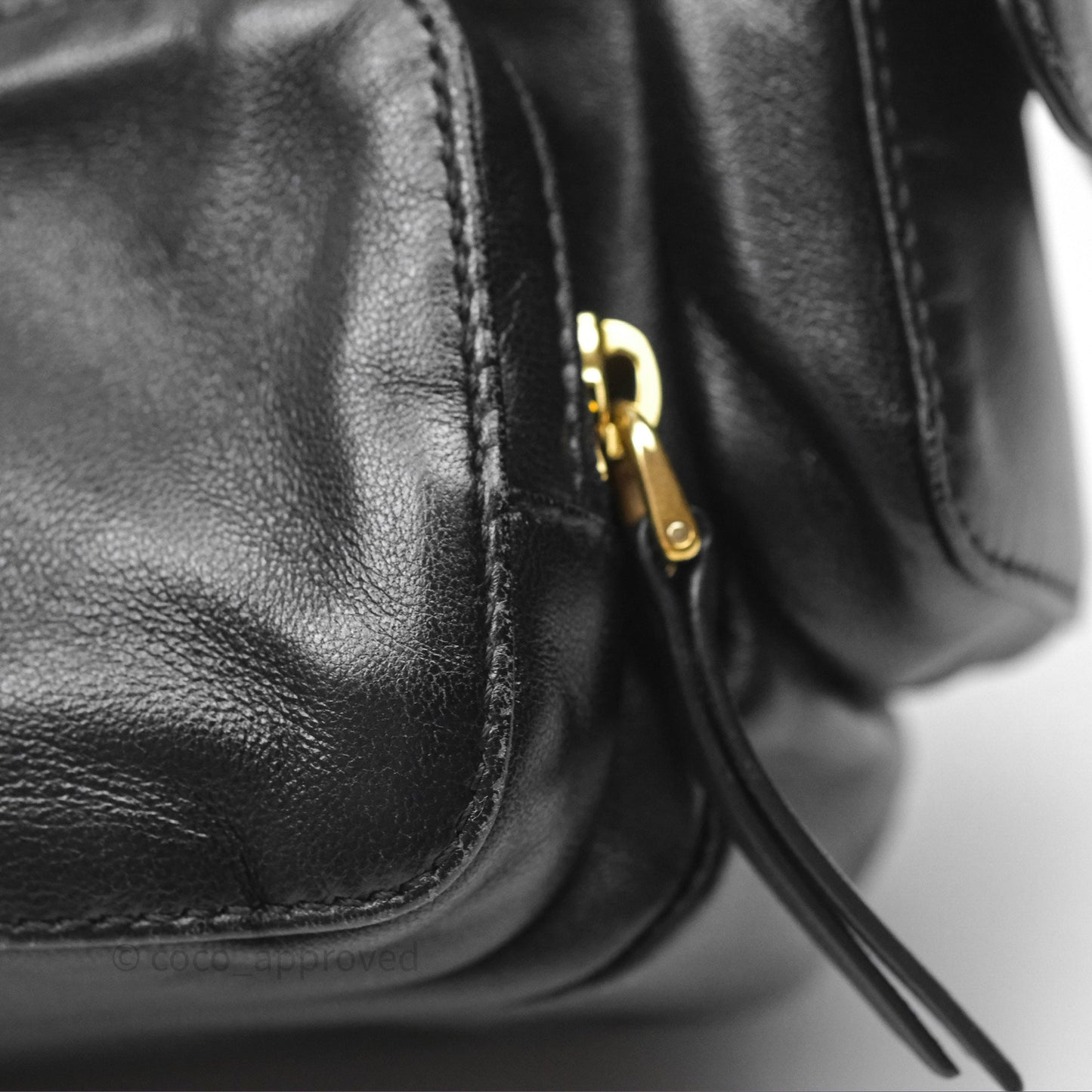 Miu Miu Nappa Leather Pocket Bag Black Lambskin Gold Hardware