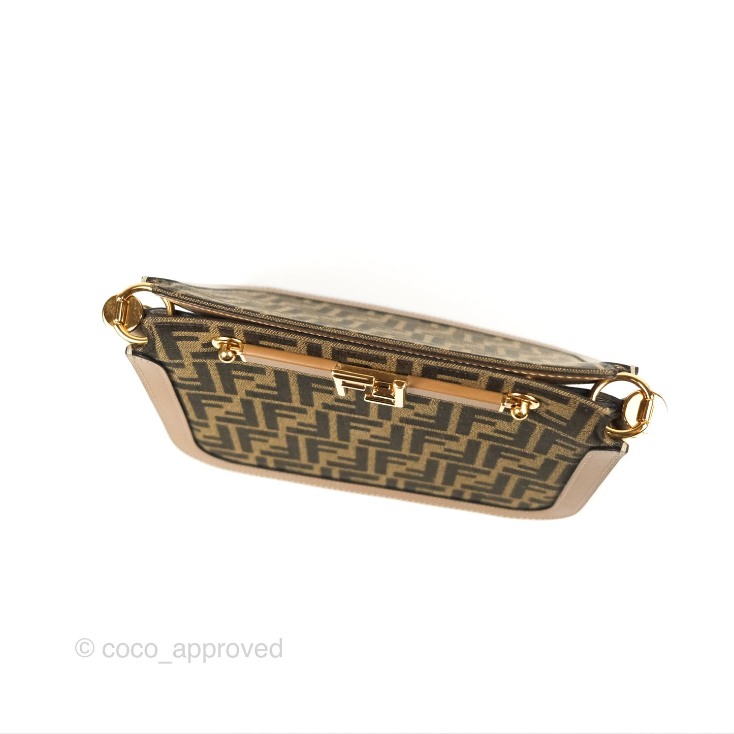 Fendi Touch Shoulder Bag FF Jacquard Brown Suede