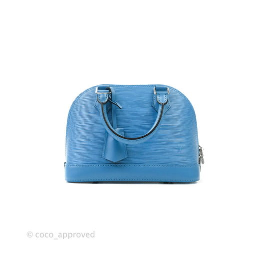 Louis Vuitton Epi Alma BB Blue with Jacquard Strap