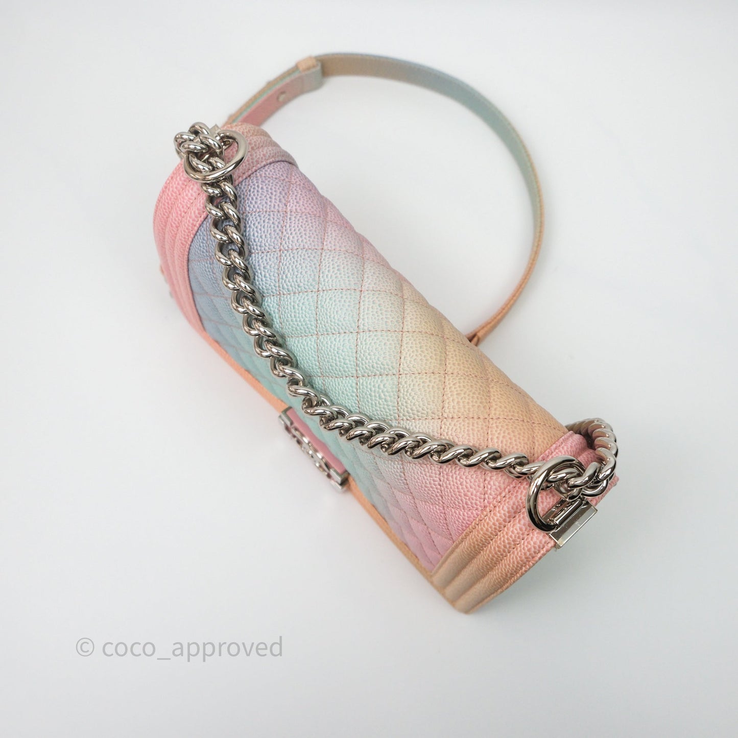Chanel Medium Boy Quilted Rainbow Caviar Silver Hardware