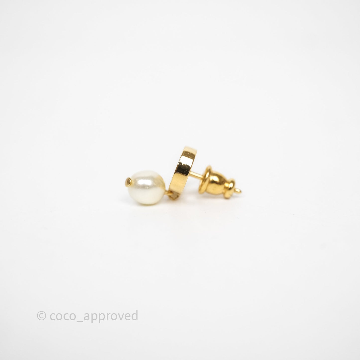 Christian Dior Petit CD Pearl Earrings Gold Tone